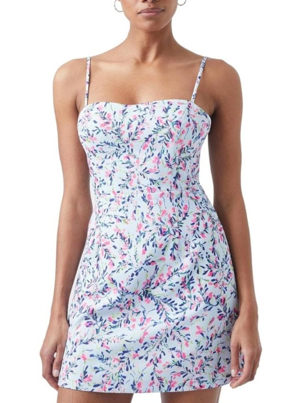 French Connection Womens Floral Tie Back A Line Mini Dress Blue Size 12